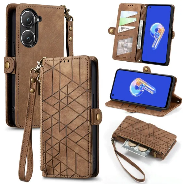 GEOM Peňaženkové puzdro pre Asus Zenfone 10 hnedé