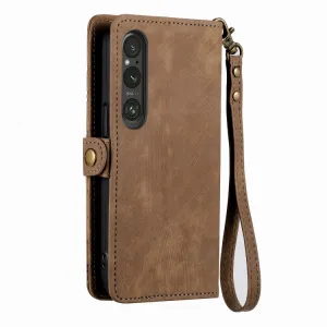 GEOM Peňaženkové puzdro pre Sony Xperia 1 V hnedé