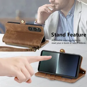 GEOM Peňaženkové puzdro pre Sony Xperia 1 V hnedé