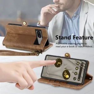 GEOM Peňaženkové puzdro pre Google Pixel 7a hnedé
