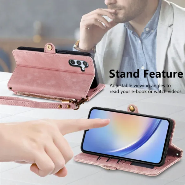 GEOM Peňaženkové puzdro pre Samsung Galaxy A13 ružové