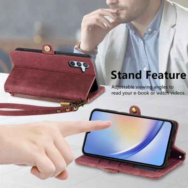 GEOM Peňaženkové puzdro pre Samsung Galaxy A14 5G červené