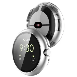 PC FULL COVER Plastový kryt so sklom pre Google Pixel Watch / Pixel Watch 2 strieborný
