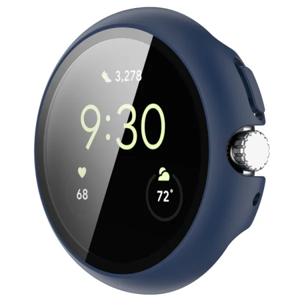 PC FULL COVER Plastový kryt so sklom pre Google Pixel Watch / Pixel Watch 2 tmavomodrý