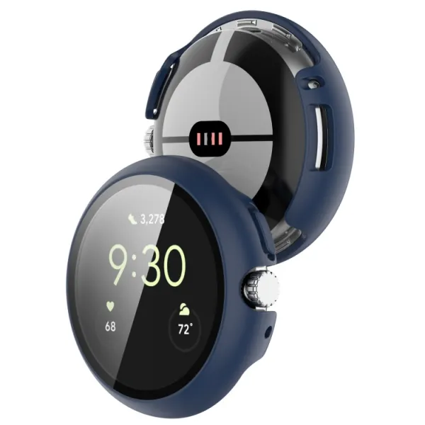 PC FULL COVER Plastový kryt so sklom pre Google Pixel Watch / Pixel Watch 2 tmavomodrý