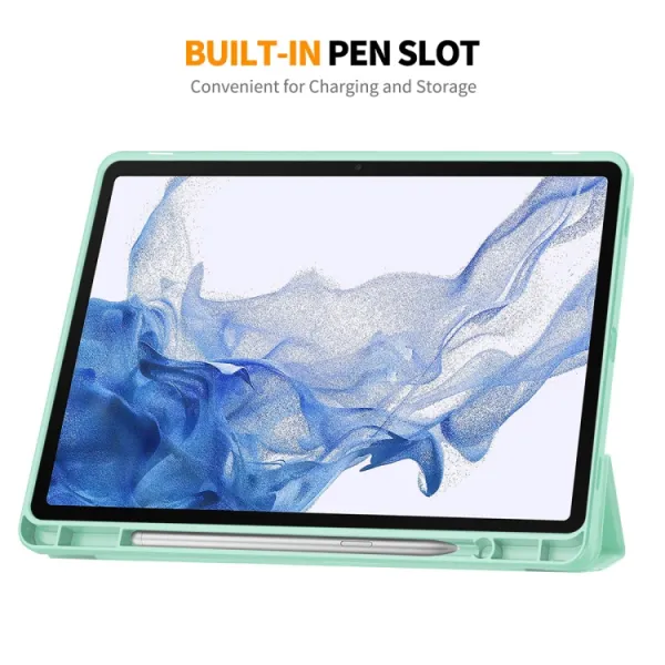 ENKAY LEATHER Zaklápací obal pre Samsung Galaxy Tab S9 modrý