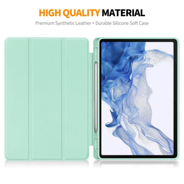 ENKAY LEATHER Zaklápací obal pre Samsung Galaxy Tab S9 modrý