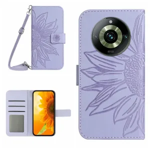 ART SUNFLOWER Peňaženkové puzdro s remienkom Realme 11 Pro 5G fialový