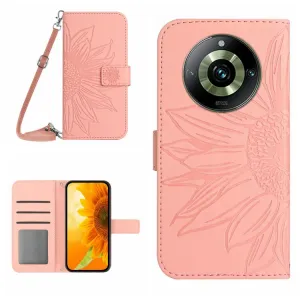 ART SUNFLOWER Peňaženkové puzdro s remienkom Realme 11 Pro 5G ružový