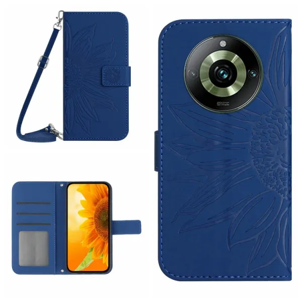 ART SUNFLOWER Peňaženkové puzdro s remienkom Realme 11 Pro 5G modrý