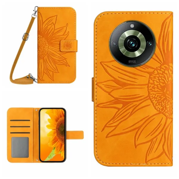 ART SUNFLOWER Peňaženkové puzdro s remienkom Realme 11 Pro 5G žltý