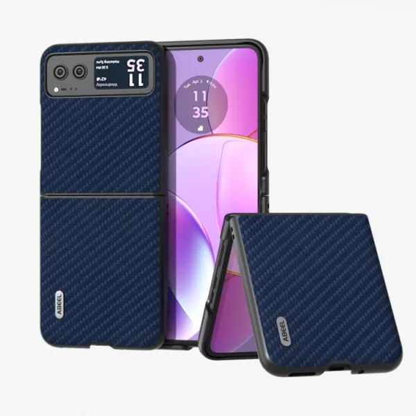 ABEEL CARBON Plastový kryt Motorola Razr 40 tmavomodrý