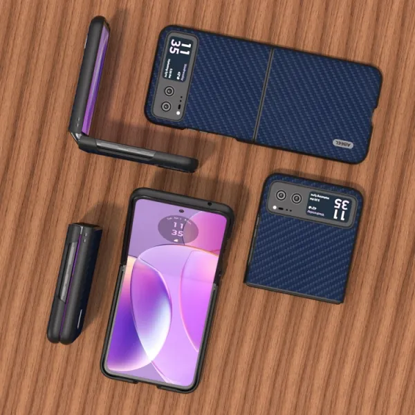 ABEEL CARBON Plastový kryt Motorola Razr 40 tmavomodrý