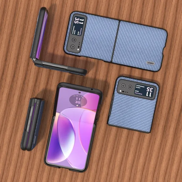 ABEEL CARBON Plastový kryt Motorola Razr 40 svetlomodrý