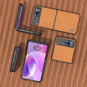 ABEEL CARBON Plastový kryt Motorola Razr 40 hnedý