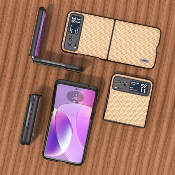 ABEEL CARBON Plastový kryt Motorola Razr 40 béžový