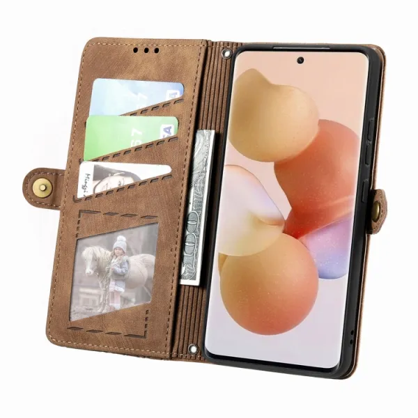 GEOM Peňaženkové puzdro pre Xiaomi 13 hnedé