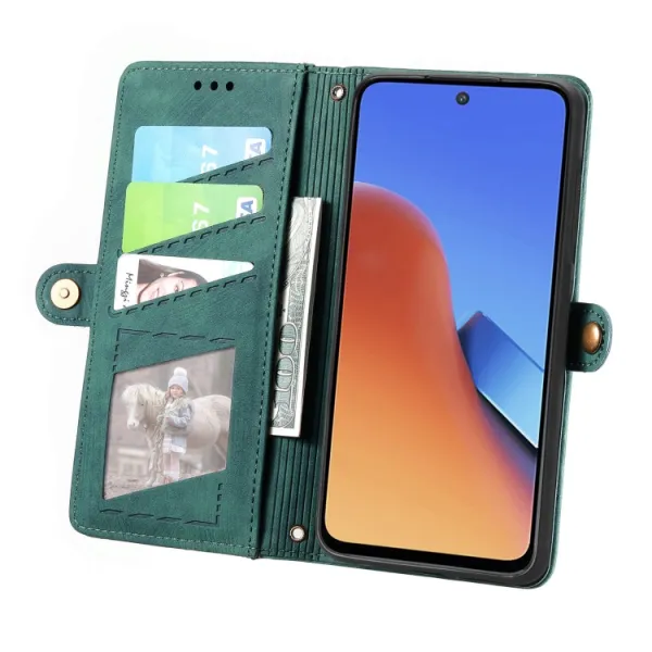 GEOM Peňaženkové puzdro pre Xiaomi Redmi 12 zelené