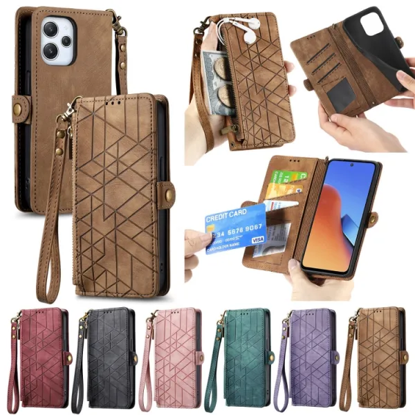 GEOM Peňaženkové puzdro pre Xiaomi Redmi Note 12 hnedé