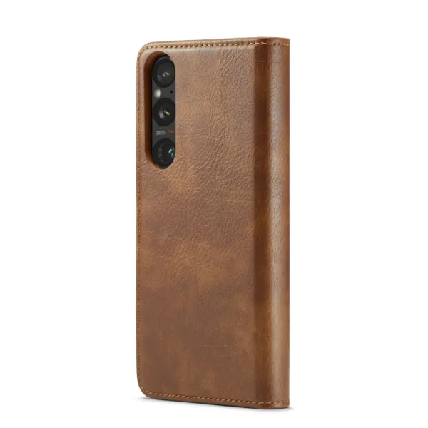DG.MING Peňaženkový obal 2v1 Sony Xperia 1 V hnedý