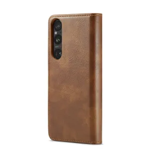 DG.MING Peňaženkový obal 2v1 Sony Xperia 1 V hnedý