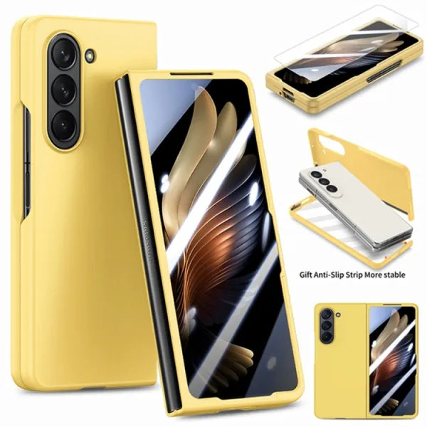 EXTRA PC Plastový kryt so sklom pre vonkajší displej Samsung Galaxy Z Fold5 5G  žltý