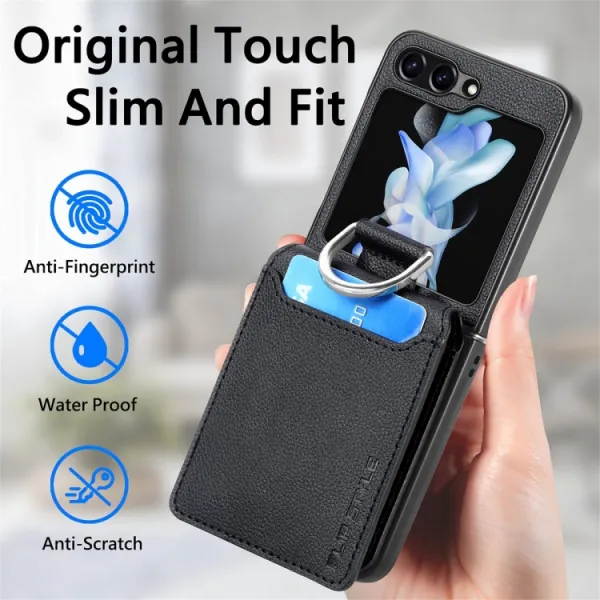 JSM CARD Kryt s priehradkami pre karty Samsung Galaxy Z Flip5 5G béžový