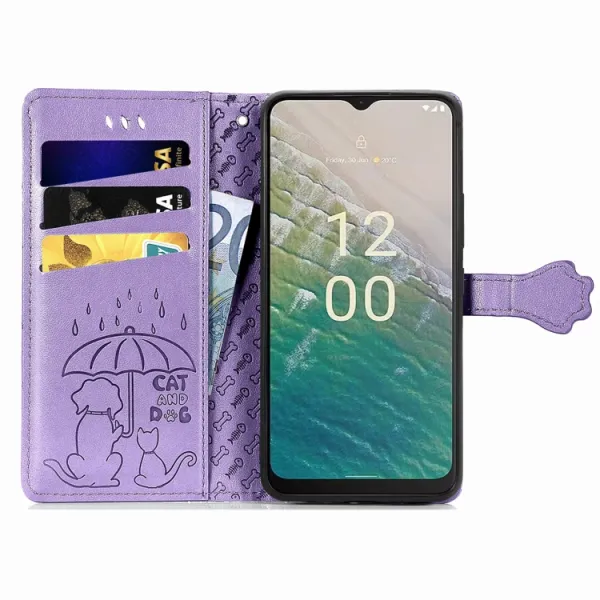 CUTE CAT Peňaženkový kryt Nokia C32 fialový