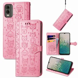 CUTE CAT Peňaženkový kryt Nokia C32 ružový