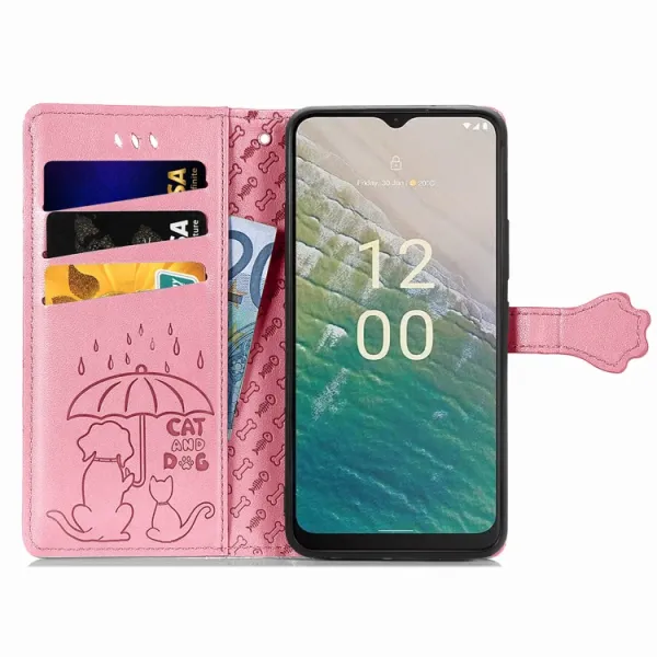 CUTE CAT Peňaženkový kryt Nokia C32 ružový