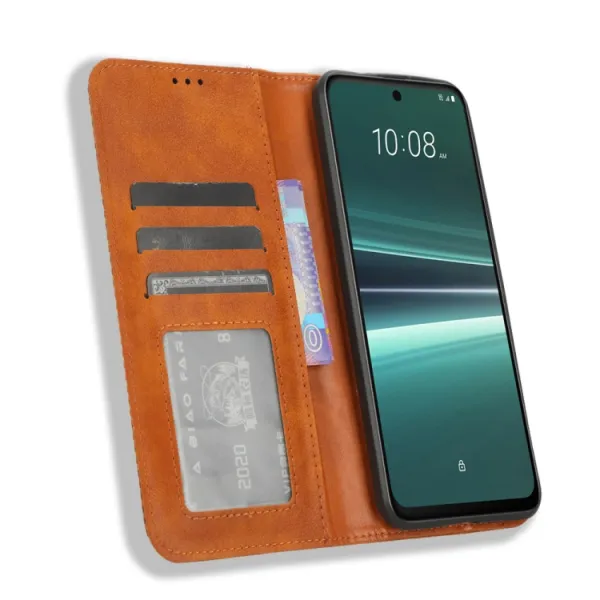 BUSINESS Peňaženkový kryt pre HTC U23 Pro hnedý