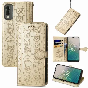 CUTE CAT Peňaženkový kryt Nokia C32 zlatý
