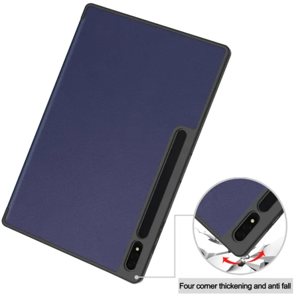LEATHER Zaklápací obal pre Samsung Galaxy Tab S9 Ultra / Tab S10 Ultra tmavomodrý