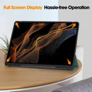 LEATHER Zaklápací obal pre Samsung Galaxy Tab S9 Ultra / Tab S10 Ultra zelený