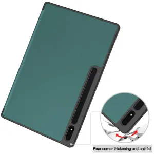 LEATHER Zaklápací obal pre Samsung Galaxy Tab S9 Ultra / Tab S10 Ultra zelený