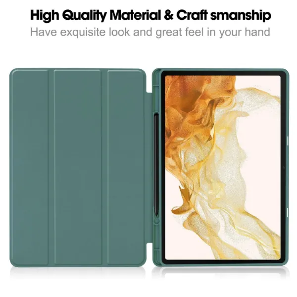 LEATHER Zaklápací obal pre Samsung Galaxy Tab S9+ / S10+ tmavozelený