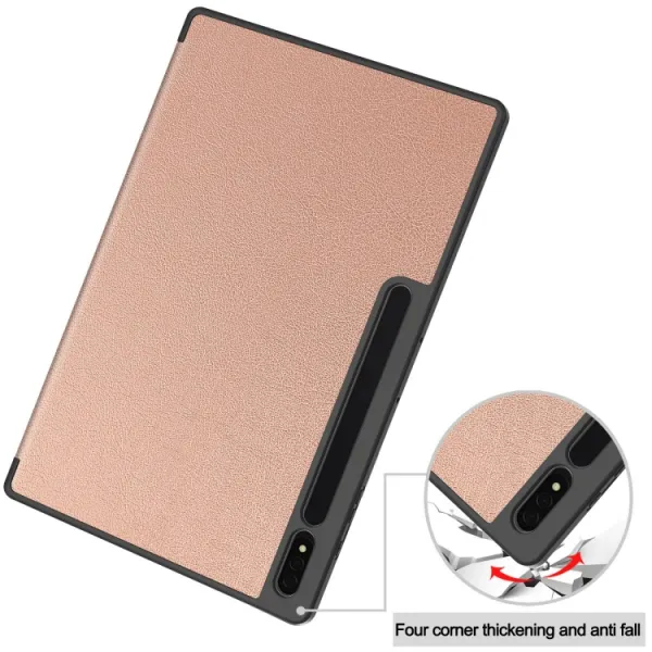 LEATHER Zaklápací obal pre Samsung Galaxy Tab S9 Ultra / Tab S10 Ultra ružovozlatý