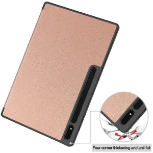 LEATHER Zaklápací obal pre Samsung Galaxy Tab S9 Ultra / Tab S10 Ultra ružovozlatý