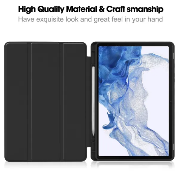LEATHER Zaklápací obal pre Samsung Galaxy Tab S9 čierny