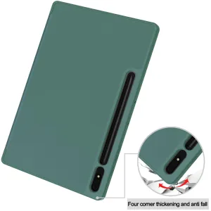 LEATHER Zaklápací obal pre Samsung Galaxy Tab S9+ / S10+ tmavozelený
