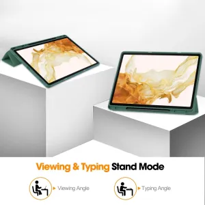 LEATHER Zaklápací obal pre Samsung Galaxy Tab S9+ / S10+ tmavozelený