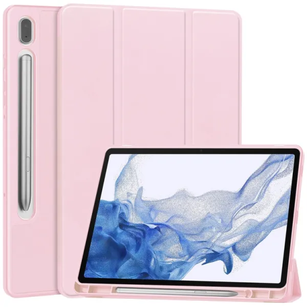 LEATHER Zaklápací obal pre Samsung Galaxy Tab S9 ružový