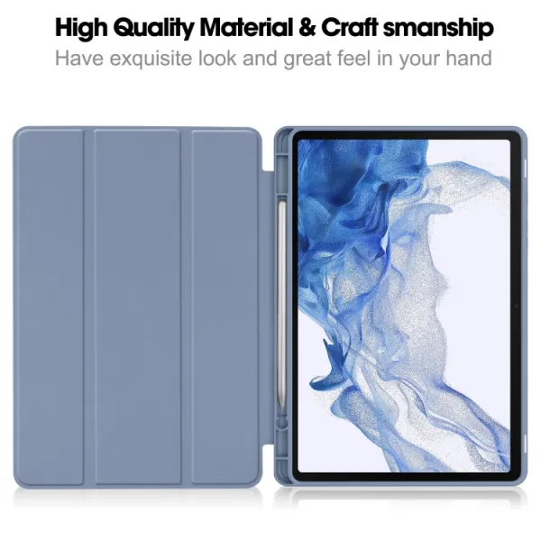 LEATHER Zaklápací obal pre Samsung Galaxy Tab S9 šedo-modrý