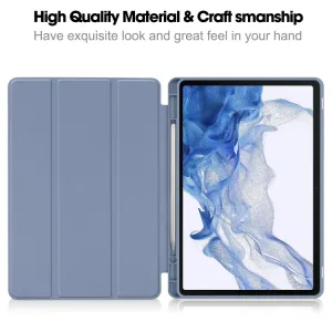 LEATHER Zaklápací obal pre Samsung Galaxy Tab S9 šedo-modrý