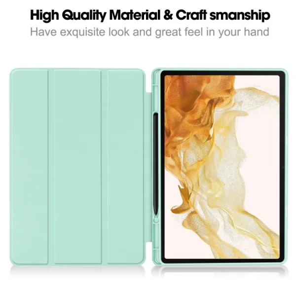 LEATHER Zaklápací obal pre Samsung Galaxy Tab S9+ / S10+ svetlozelený