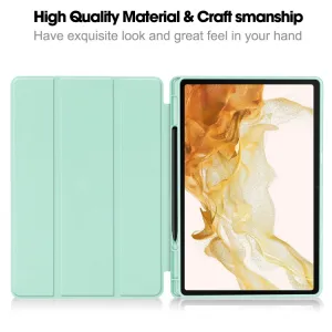 LEATHER Zaklápací obal pre Samsung Galaxy Tab S9+ / S10+ svetlozelený