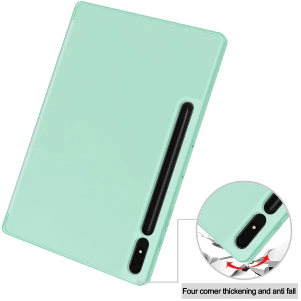 LEATHER Zaklápací obal pre Samsung Galaxy Tab S9+ / S10+ svetlozelený