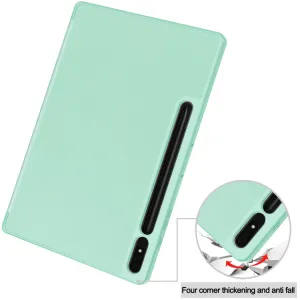 LEATHER Zaklápací obal pre Samsung Galaxy Tab S9+ / S10+ svetlozelený