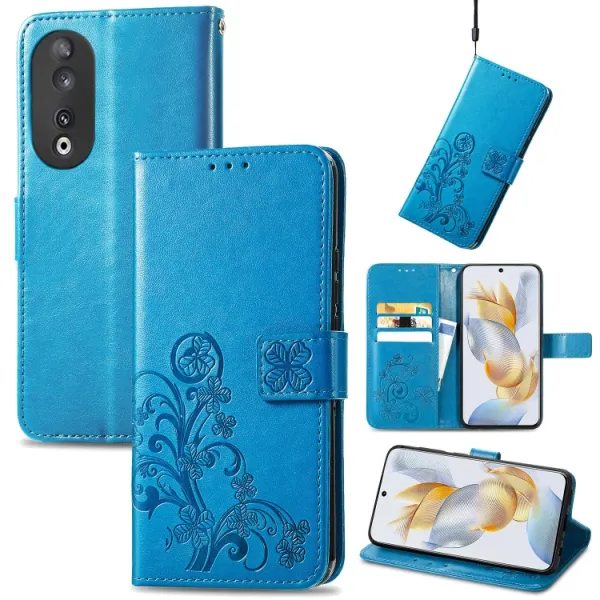 ART FLOWERS Peňaženkový kryt Honor 90 5G modrý