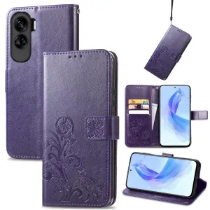 ART FLOWERS Peňaženkový kryt Honor 90 Lite 5G fialový
